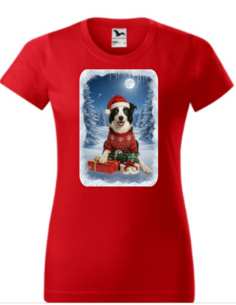 Vánoční tričko s Border kolií dámské3